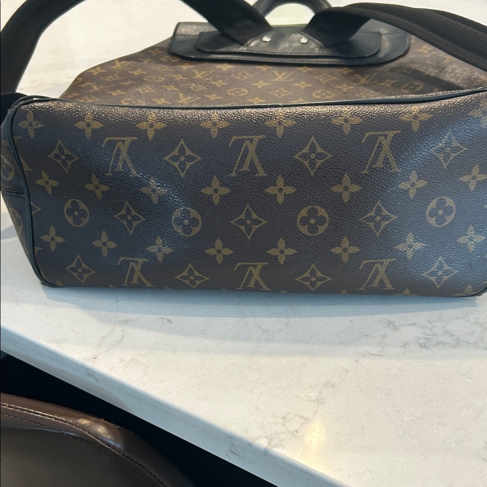 100% Authentic Louis Vuitton Brown Monogram Backpack with Black Leather Flap - Picture 12 of 15